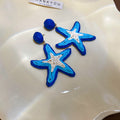 Chic Raffia Woven Starfish Drop Earrings Alloy Bohemian Geometric Floral Star Ear Jewelry view 3