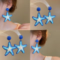Chic Raffia Woven Starfish Drop Earrings Alloy Bohemian Geometric Floral Star Ear Jewelry view 1