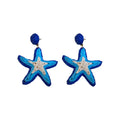 Chic Raffia Woven Starfish Drop Earrings Alloy Bohemian Geometric Floral Star Ear Jewelry view 5