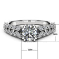 Silver Double Leaf Pave Round Cubic Zirconia Shoulder Ring view 5