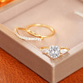 Geometric Waterdrop Ring Three Piece Set, Engagement Wedding Fashion Jewelry view 3