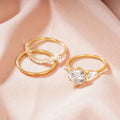 Geometric Waterdrop Ring Three Piece Set, Engagement Wedding Fashion Jewelry view 5