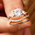 Geometric Waterdrop Ring Three Piece Set, Engagement Wedding Fashion Jewelry view 2