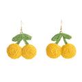 Bohemian Handmade Woven Cherry Fruit Drop Alloy Hook Beach Vacation Sweet Statement Earrings view 5