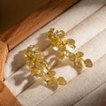 Luxury Gold Alloy Flower Leaf Tassel Drop Stud Earrings For Women Elegant Metallic Statement Earrings view 4