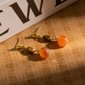 Vintage Luxury Amber Brown Stone Drop Earrings With Gold Alloy Shell Stud And Geometric Resin Charm Earrings view 3