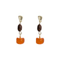 Vintage Luxury Amber Brown Stone Drop Earrings With Gold Alloy Shell Stud And Geometric Resin Charm Earrings view 5