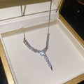 Style Copper Snake Chain Necklace With Sparkling Zircon Letter Pendant For Women view 4