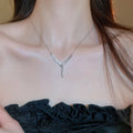 Style Copper Snake Chain Necklace With Sparkling Zircon Letter Pendant For Women view 3