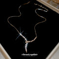 Style Copper Snake Chain Necklace With Sparkling Zircon Letter Pendant For Women view 2