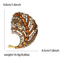 Alloy Rhinestone Curled Leaf Brooch Pin For Elegant Clothing view 6