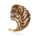 Alloy Rhinestone Curled Leaf Brooch Pin For Elegant Clothing view 1