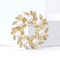 Alloy Pearl Leaf Wreath Brooch Pin For Women's Apparel Decoration view 4