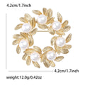 Alloy Pearl Leaf Wreath Brooch Pin For Women's Apparel Decoration view 5