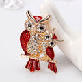 Red Gold Tone Owl Crystal Enamel Metal Brooch Pin for Jackets and Lapels view 4