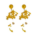 Chic Yellow Flower Tassel Drop Earrings With Copper Alloy Floral Stud Design For Women view 5