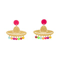 Cute Acrylic Sombrero Hat Drop Earrings With Colorful Rain Charms Glitter Alloy Festival Earrings view 5