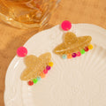 Cute Acrylic Sombrero Hat Drop Earrings With Colorful Rain Charms Glitter Alloy Festival Earrings view 4