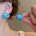 Elegant Artificial Crystal Flower Woven Stud Earrings With Silver Posts For Women view 4