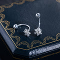 Elegant Korean Style Two Way Snowflake Zircon Stud Drop Earrings For Women Silver Alloy Rhinestone Earrings view 2