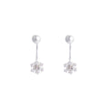 Elegant Korean Style Two Way Snowflake Zircon Stud Drop Earrings For Women Silver Alloy Rhinestone Earrings view 5
