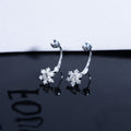 Elegant Korean Style Two Way Snowflake Zircon Stud Drop Earrings For Women Silver Alloy Rhinestone Earrings view 3