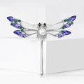 Alloy Rhinestone Shell Dragonfly Brooch Pin For Creative Apparel Decoration view 3