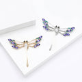 Alloy Rhinestone Shell Dragonfly Brooch Pin For Creative Apparel Decoration view 2