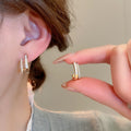 Copper Zircon Enamel Double Layer C Letter Stud Earrings, Light Luxury Vintage Style view 1
