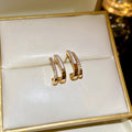 Copper Zircon Enamel Double Layer C Letter Stud Earrings, Light Luxury Vintage Style view 2