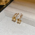 Copper Zircon Enamel Double Layer C Letter Stud Earrings, Light Luxury Vintage Style view 4