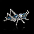 Blue Silver Tone Flower Crystal Metal Brooch Pin 2.9 x 4.1 cm view 2