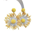 Yellow Cloth Flower Tassel Drop Earrings With Silver Pins, Forest Style Sweet Summer Jewelry view 5