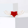 Alloy Enamel Angel Wing Heart Brooch Pin For Clothing view 2