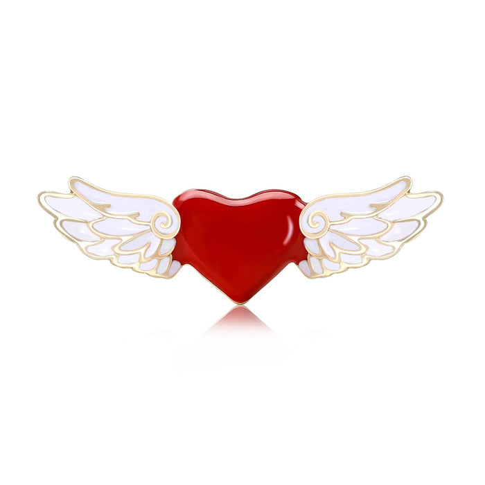 Alloy Enamel Angel Wing Heart Brooch Pin For Clothing
