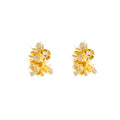 Vintage Gold Alloy Floral Cluster C-Hoop Stud Earrings Elegant Metal Flower Statement Earrings view 5