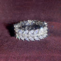 European Luxury Willow Leaf Ring, Full Pave Zircon Cool Style Index Finger Ring For Women view 2