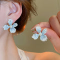 Vintage Light Luxury Butterfly Faux Pearl Gradient Crystal Stud Earrings view 4