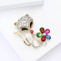 Alloy Rhinestone Colorful Flower Fox Brooch For Women's Clothing view 4