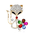 Alloy Rhinestone Colorful Flower Fox Brooch For Women's Clothing view 1