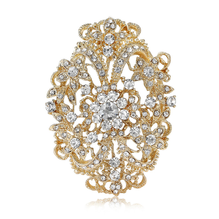 Alloy Rhinestone Badge Brooch Pin For Women's Suits And Shirts