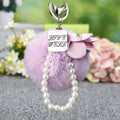 Mixed Faux Fur Pom Pom Keychains With Floral and Metal Charms view 12