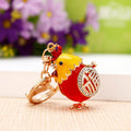 Mixed Jeweled Fruit Animal Deity and Fortune Motif Keychains view 2