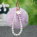 Mixed Faux Fur Pom Pom Keychains With Floral and Metal Charms view 11