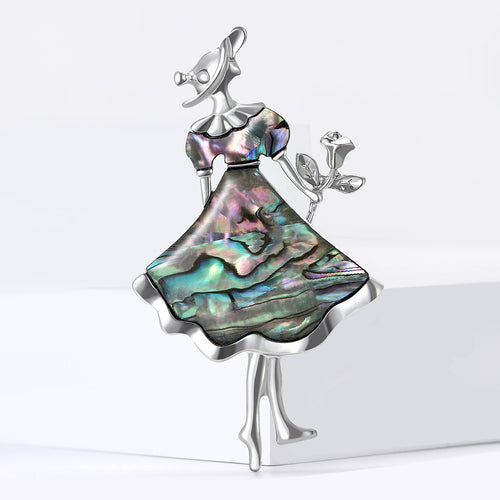 Alloy Shell Rose Skirt Brooch Pin For Women's Clothing