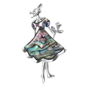 Alloy Shell Rose Skirt Brooch Pin For Women's Clothing