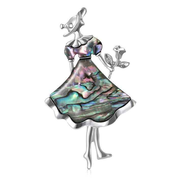 Alloy Shell Rose Skirt Brooch Pin For Women's Clothing