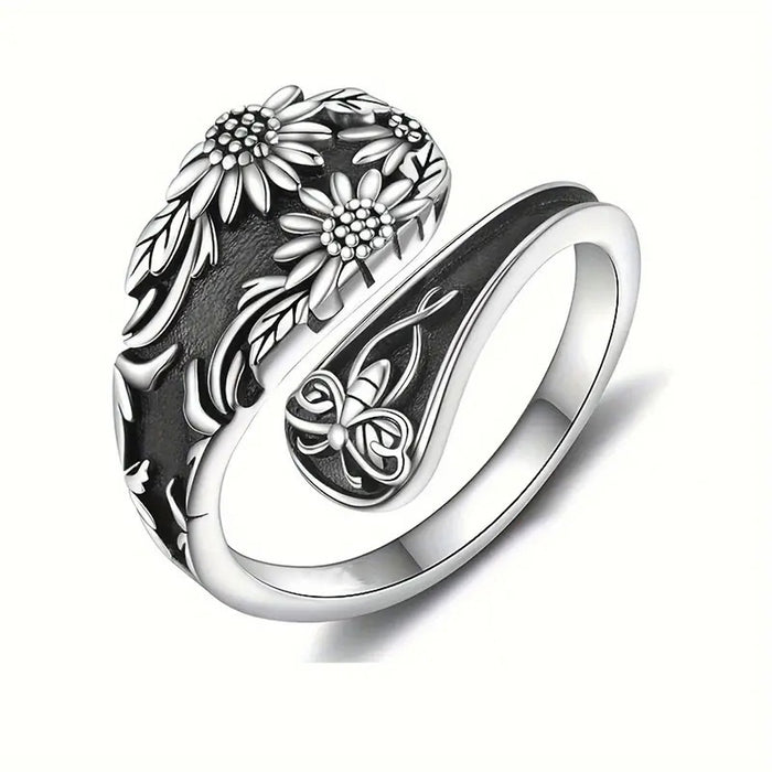 European American Bohemian Petal Bee Ring For Women, New Fashion Jewelry Accessory