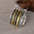 European American Vintage Creative Geometric Line Two Tone Fashion Ring Trendy Finger Ring view 4