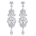 Silver Tone Crystal Scroll Tassel Metal Dangle Earrings view 6